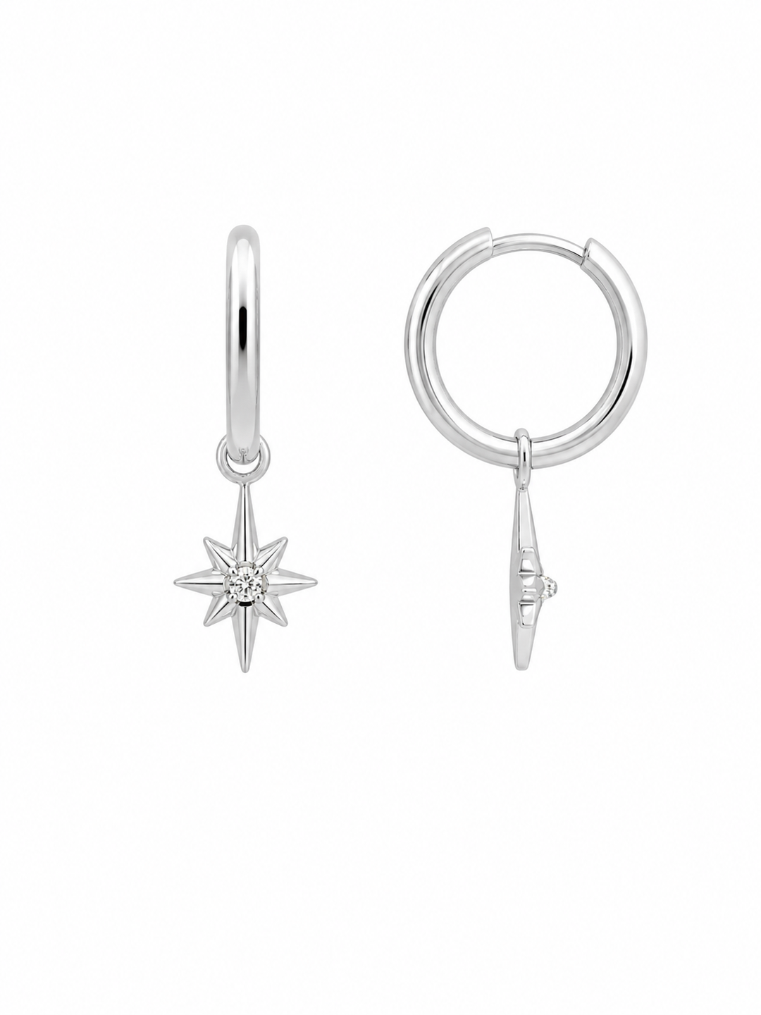 LT Sterling Celestial Compass Drop Huggies