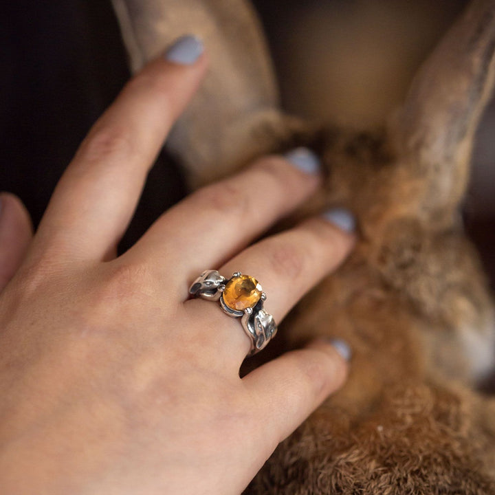 Nick Von K Sterling Silver with Citrine Lucky Bunny Ring