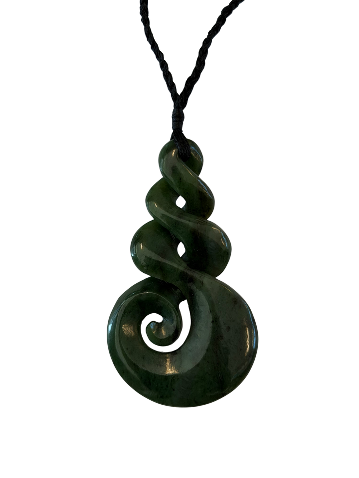 NZ Greenstone Triple Kumara / Twist with Koru detail 90mm
