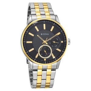 Titan Regalia Opulent Black Dial Analogue Stainless Steel Strap Watch for Men