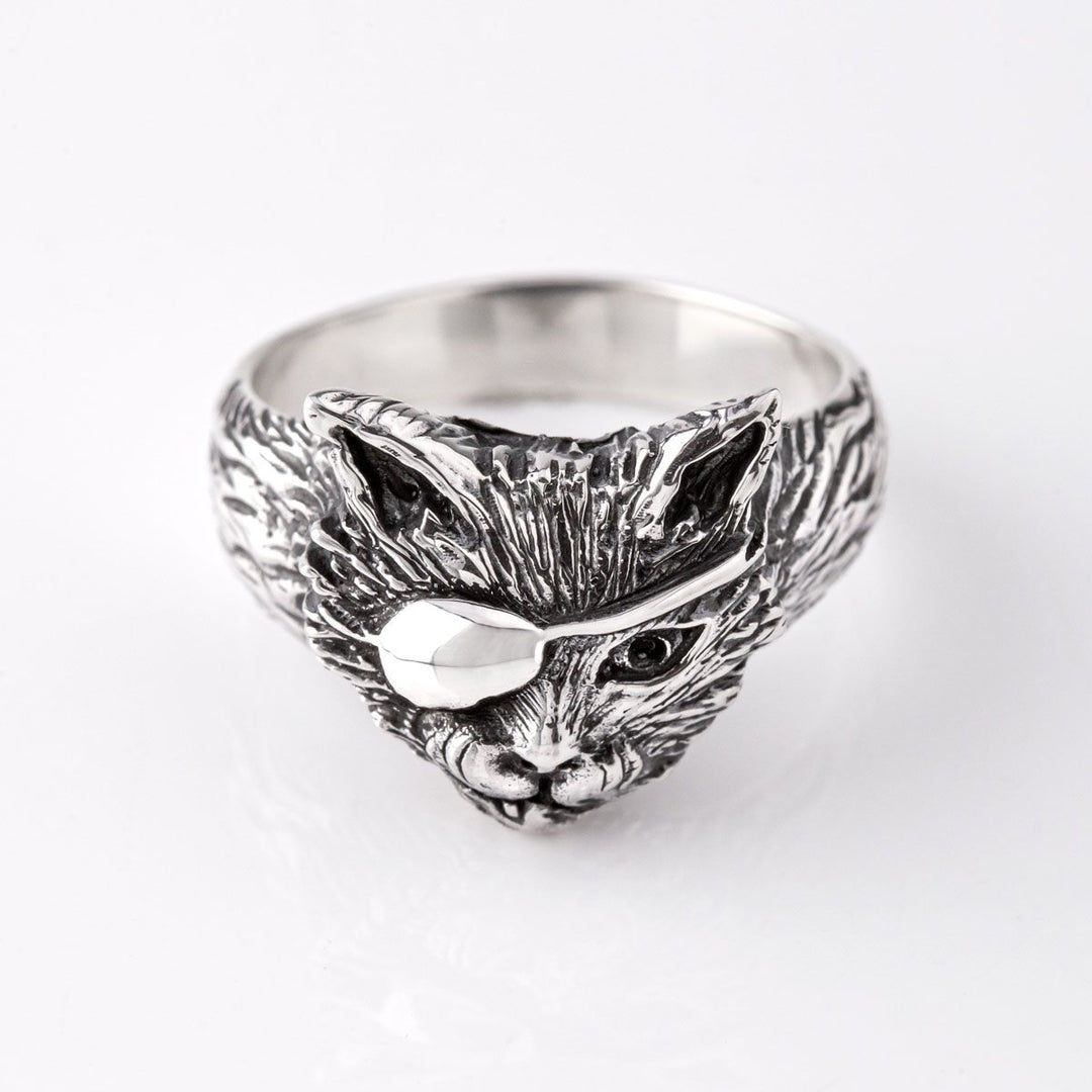 Nick Von K Sterling Silver Pirate Cat Ring