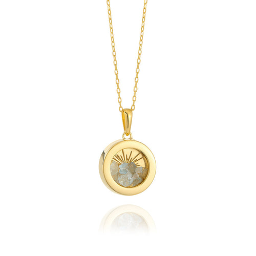 Gold Plated Amulet March Birthstone Necklace