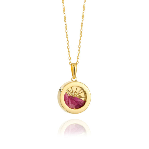 Gold Plated Amulet July Birthstone Necklace