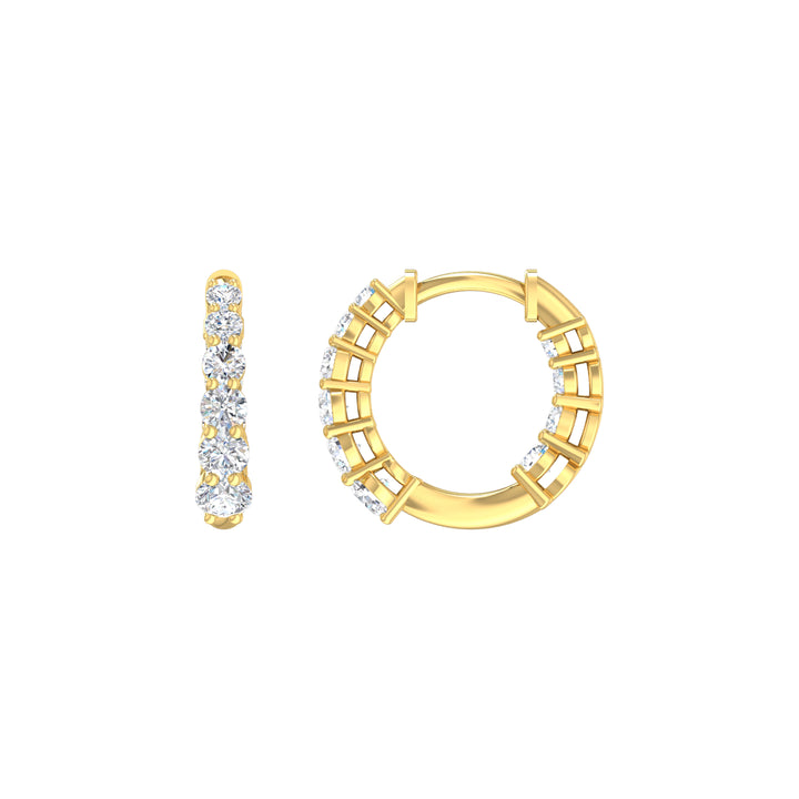 Louis Thompson Springs Hoop Earrings 9K Yellow Gold with 0.99ct Lab Diamond