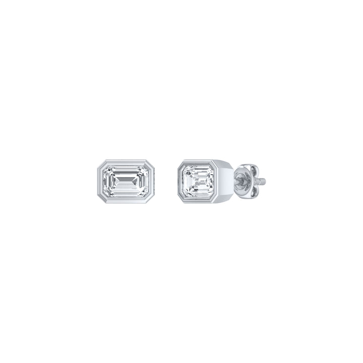 Louis Thompson Secunda Earrings 9K White Gold with 1.00ct Lab Diamond