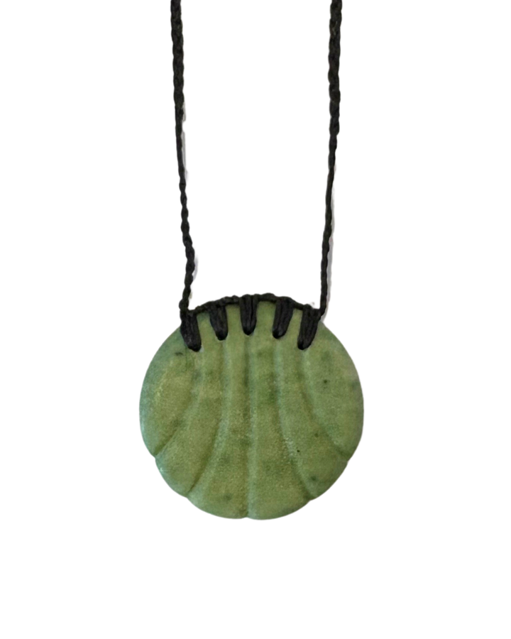 New Zealand Greenstone Fan Disk Pendant 50mm