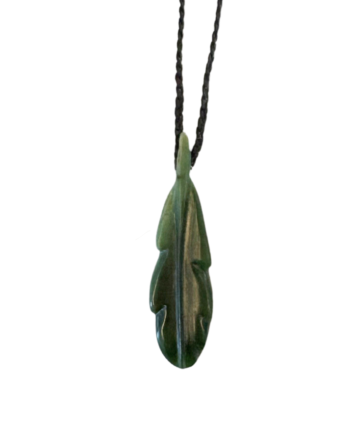 New Zealand Greenstone Huruhuru (Feather)