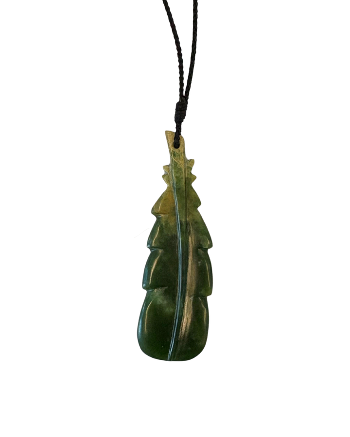 New Zealand Greenstone Huia Feather 87mm