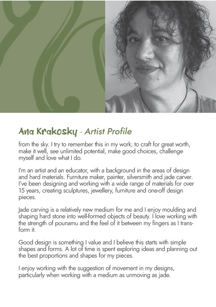 New Zealand Greenstone Huia Feather 87mm