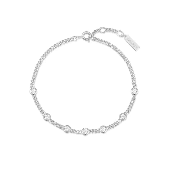 Ania Haie Silver Multi Station Round Stone Chain Bracelet