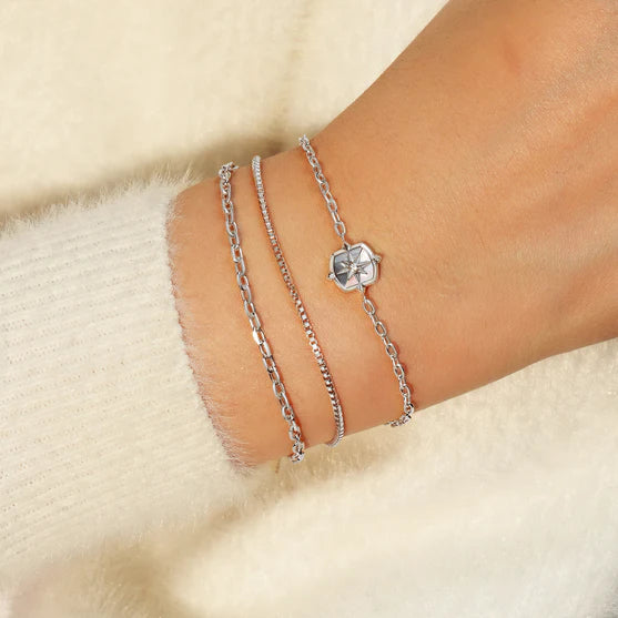 Ania Haie Silver Colour-Block Mother of Pearl Star Bracelet