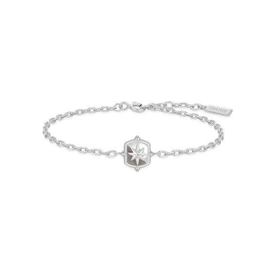 Ania Haie Silver Colour-Block Mother of Pearl Star Bracelet