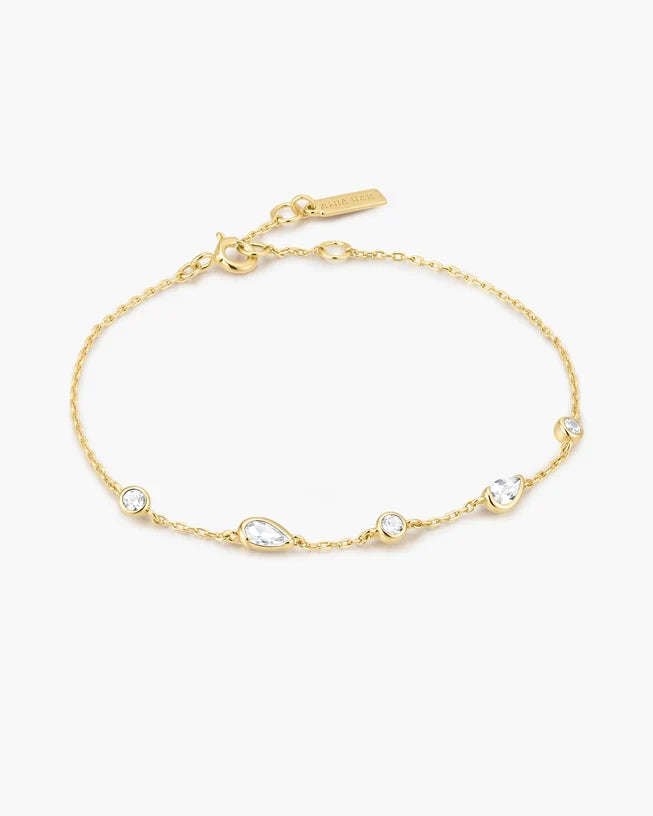 Ania Haie Gold Plated Round & Teardrop Bezel Station Bracelet