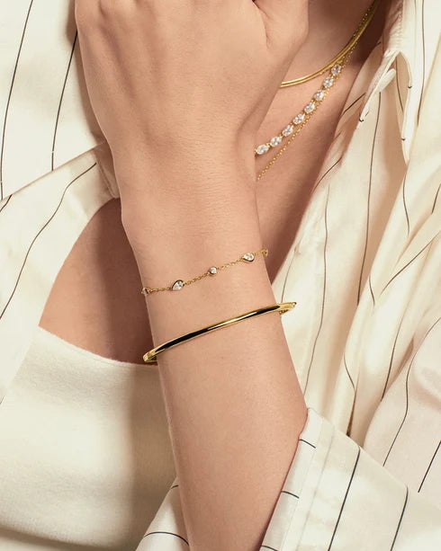 Ania Haie Gold Plated Round & Teardrop Bezel Station Bracelet