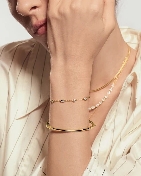 Ania Haie Gold Plated Round & Teardrop Bezel Station Bracelet