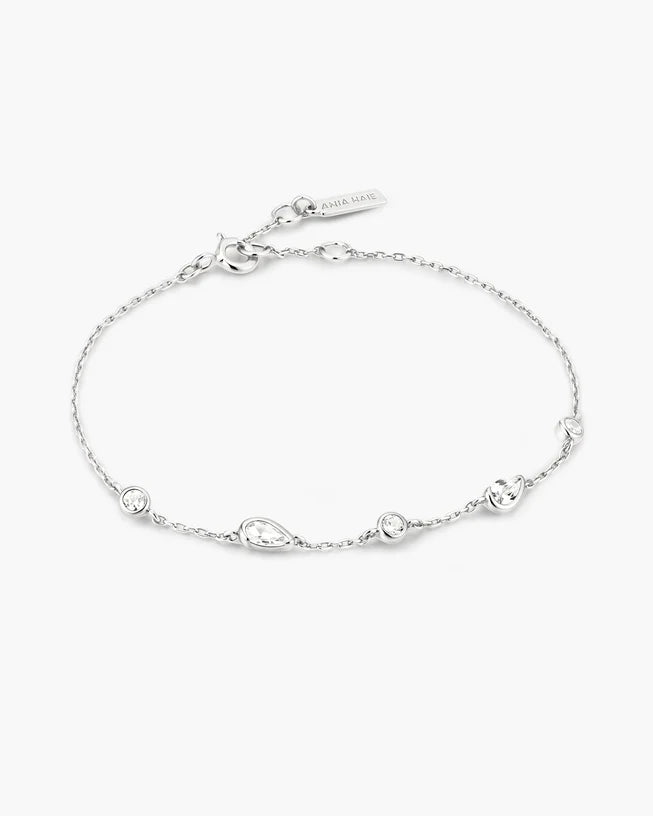 Ania Haie Silver Round & Teardrop Bezel Station Bracelet