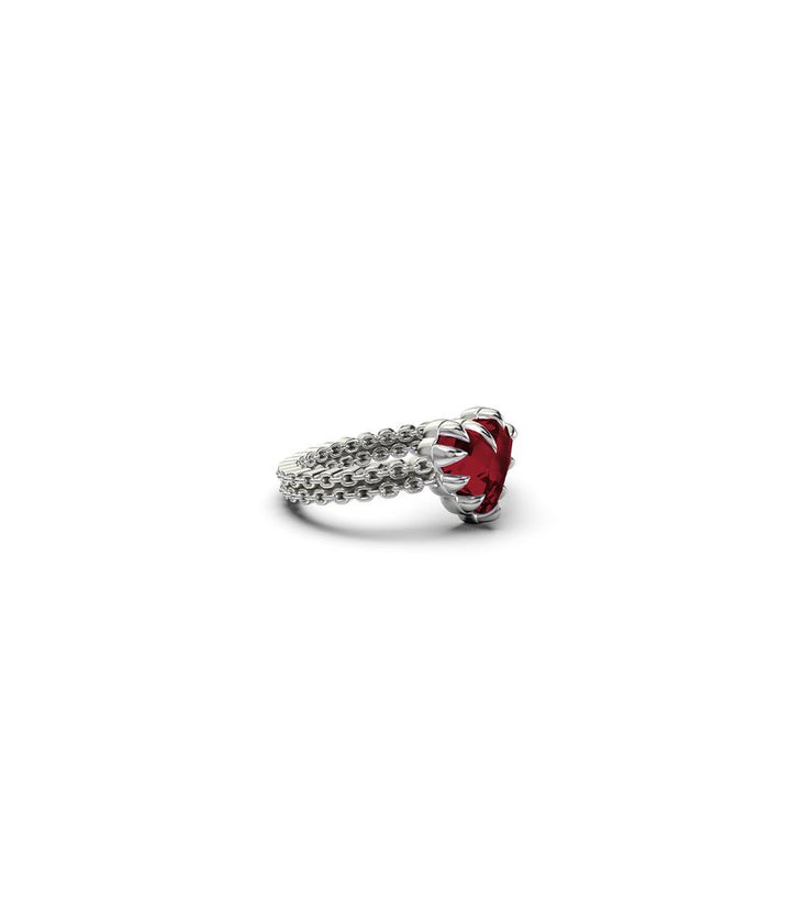Stolen Silver Mini Claw Ring - Red Garnet