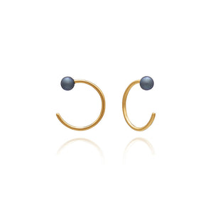 Gold Plated Stellar Evolution Black Pearl Hoop Earrings