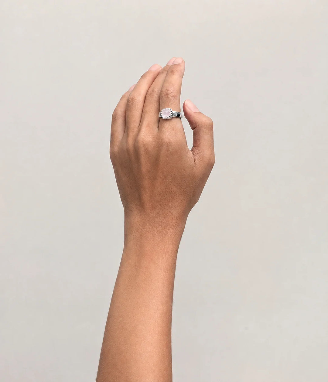 Stolen Silver Baby Claw Ring - Rose Quartz