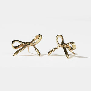 MEADOWLARK 23CT GOLD PLATED MEDIUM BOW STUDS