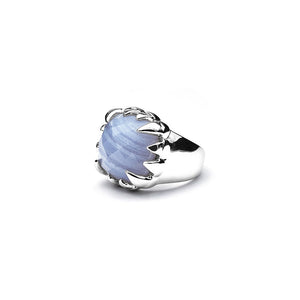 Silver Claw Ring - Blue Lace Agate