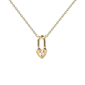 Gold Plated Heart Padlock Necklace