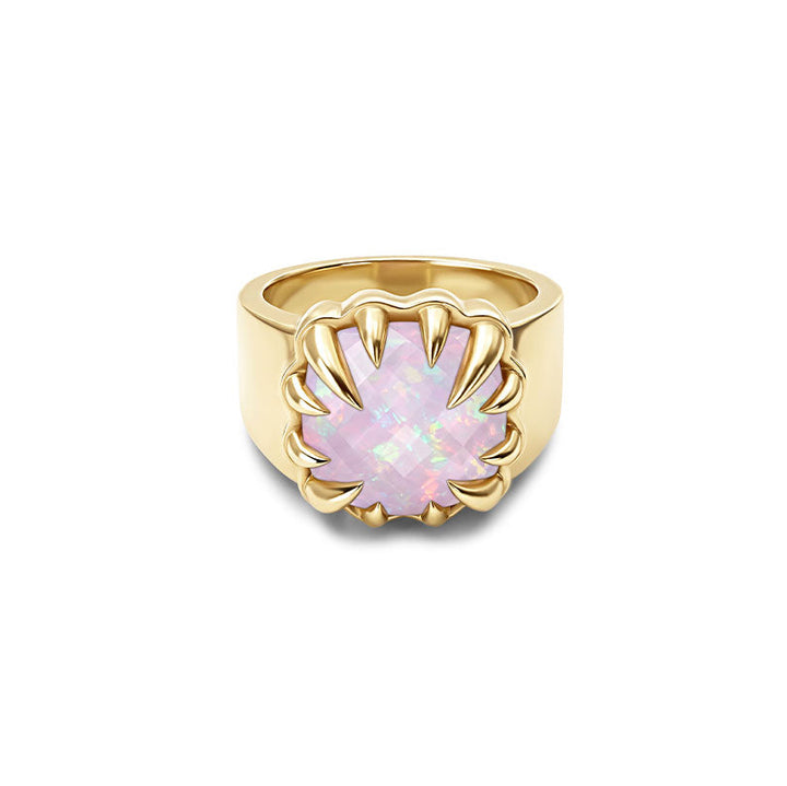 Stolen Gold Plated Claw Ring  - Pink Bello Opal
