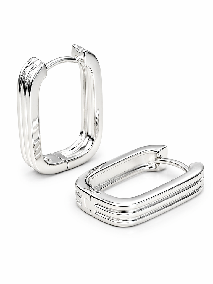 LT Sterling Silver Earrings Soft Rectangle Design