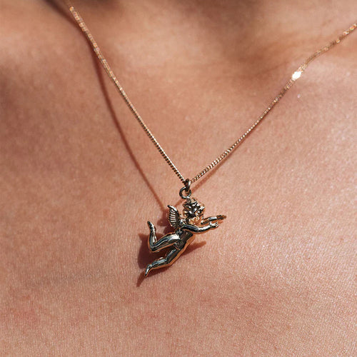 MEADOWLARK 23CT GOLD PLATED CHERUB CHARM NECKLACE Silvermoon