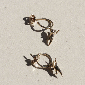 MEADOWLARK 23CT GOLD PLATED CHERUB CHARM EARRINGS