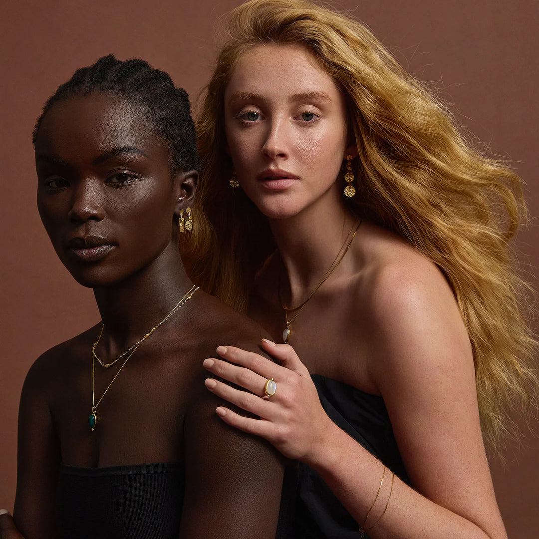 Najo Fleur Moonstone Silver & Gold Plated Ring - Medium