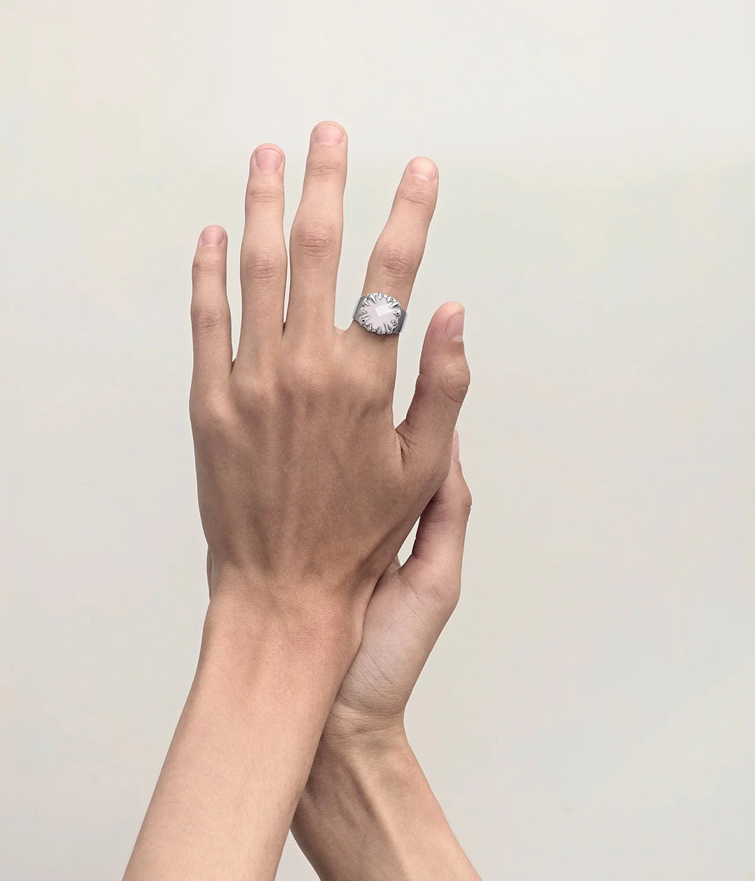 Stolen Silver Claw Ring - Rose Quartz