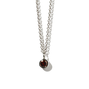 Silver Cosmo Charm Necklace Garnet