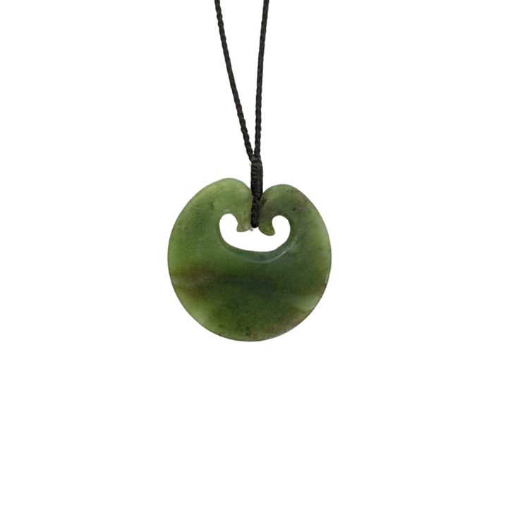 New Zealand Greenstone Small Disc With Double Koru 35mm