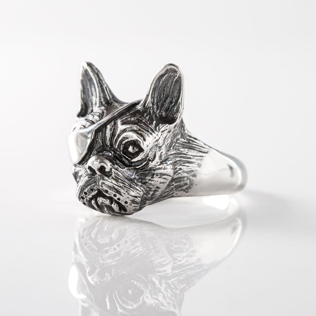 Nick Von K Sterling Silver French Bulldog Ring