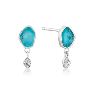 Ania Haie Turquoise Drop Studs - Silver