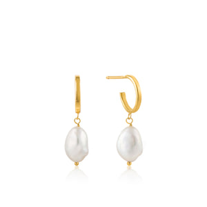 Ania Haie Pearl Mini Hoops - Gold