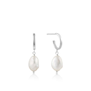 Ania Haie Pearl Mini Hoops - Silver