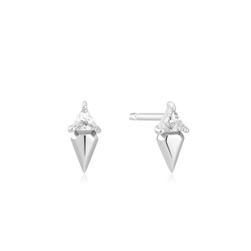 Ania Haie Triangle CZ Geometric Stud Ear Jackets - Silver