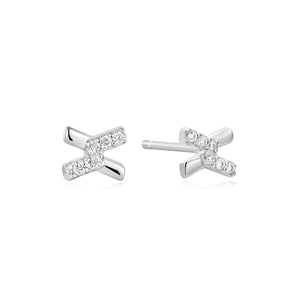 Ania Haie Silver Cross Cubic Zirconia Studs