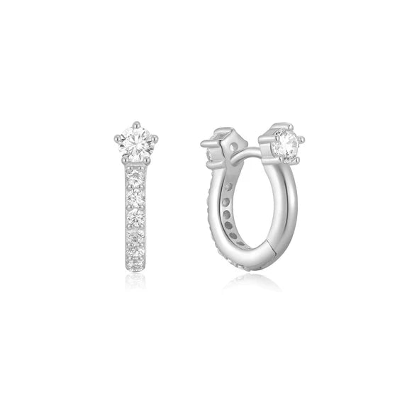 Ania Haie Silver Sparkling Pavé Huggies