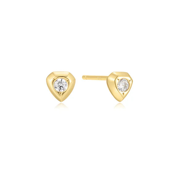 Ania Haie Gold Sparkling Shield Studs