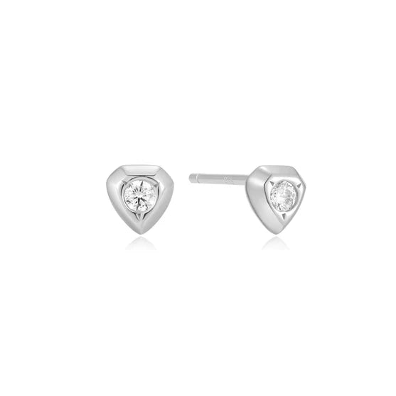 Ania Haie Silver Sparkling Shield Studs