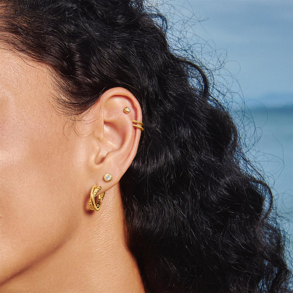 Ania Haie Tide Gold Plated Entwined Dual Hoop Earrings