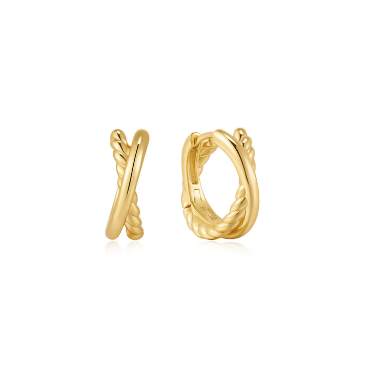 Ania Haie Tide Gold Plated Entwined Dual Hoop Earrings