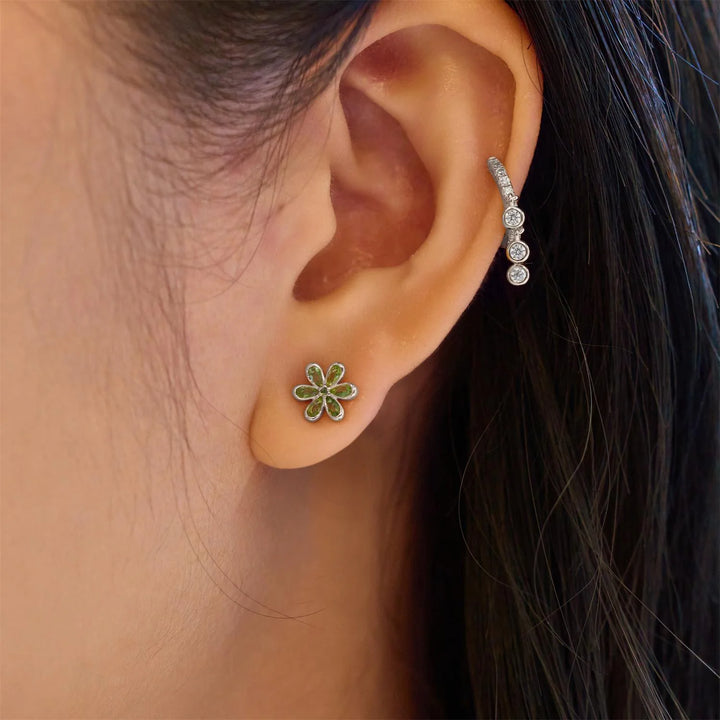 Ania Haie Green Floral Silver Stud Earrings