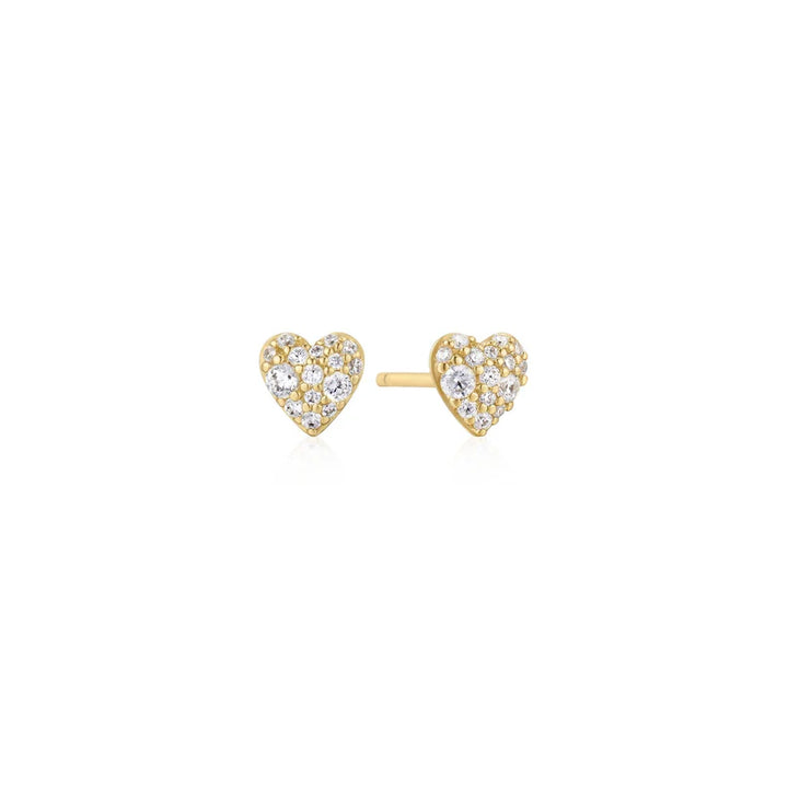 Ania Haie Pave Heart Gold Plated Studs