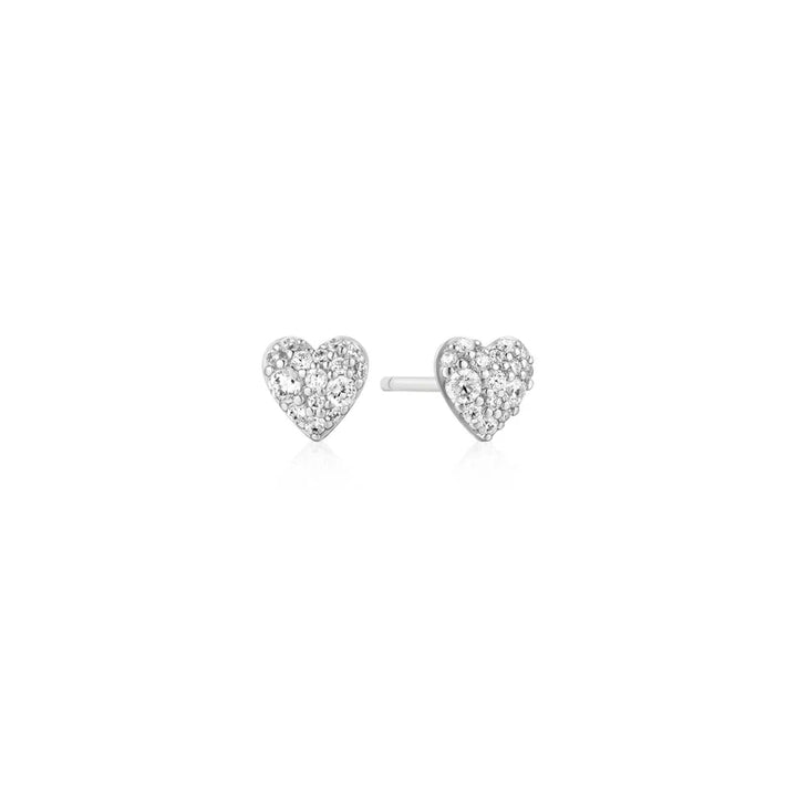 Ania Haie Pave Heart Silver Studs