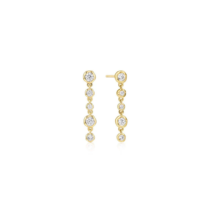 Ania Haie Molten Cascade Bezel-Set Gold Plated Drop Stud Earrings