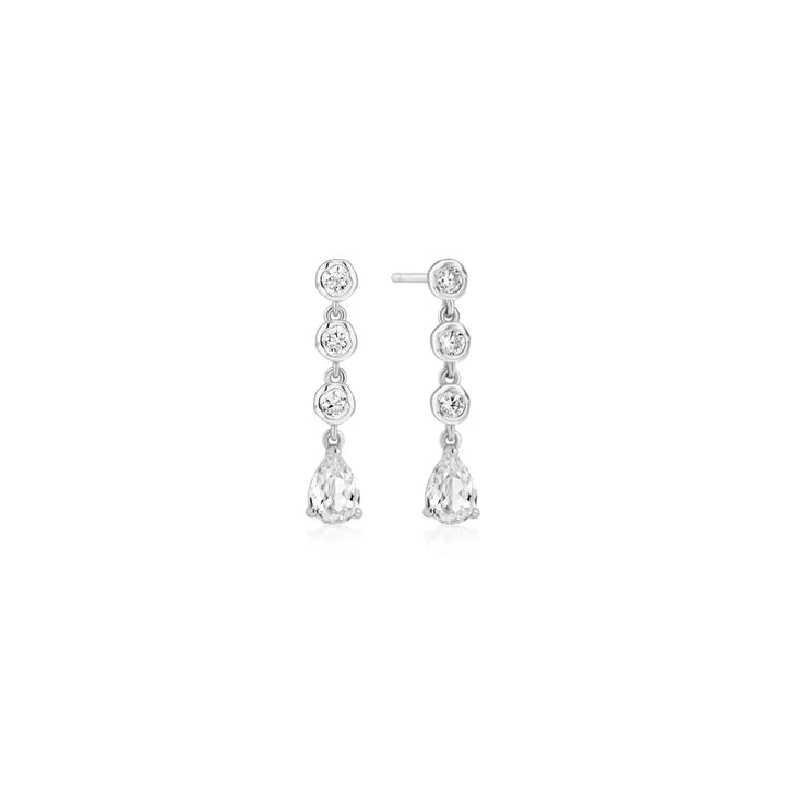Ania Haie Molten Cascade Bezel-Set Teardrop Silver Stud Earrings